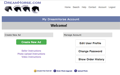 Create New Ads in My DreamHorse