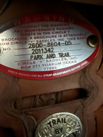 Tack ID: 570437 16” Circle Y Park and Trail - PhotoID: 155584 - Expires 27-Jun-2026 Days Left: 90